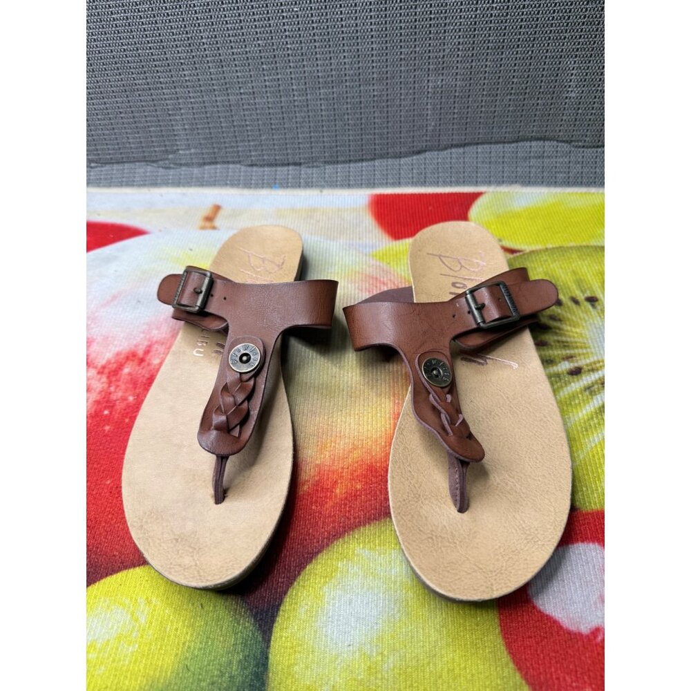 Blowfish Malibu Womens Size 7 Brown Braided Strap Sandals Casual Footwear